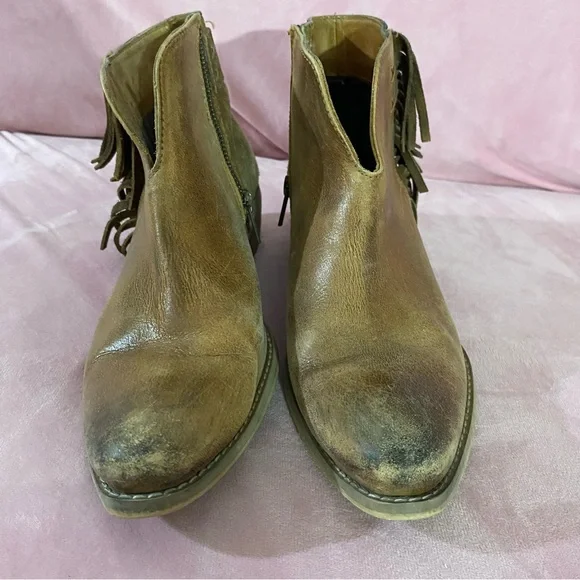 Diba True Pony Up Leather Fringe Ankle Boots Women's 8 Western Rodeo Low Heeled - Picture 7 of 13